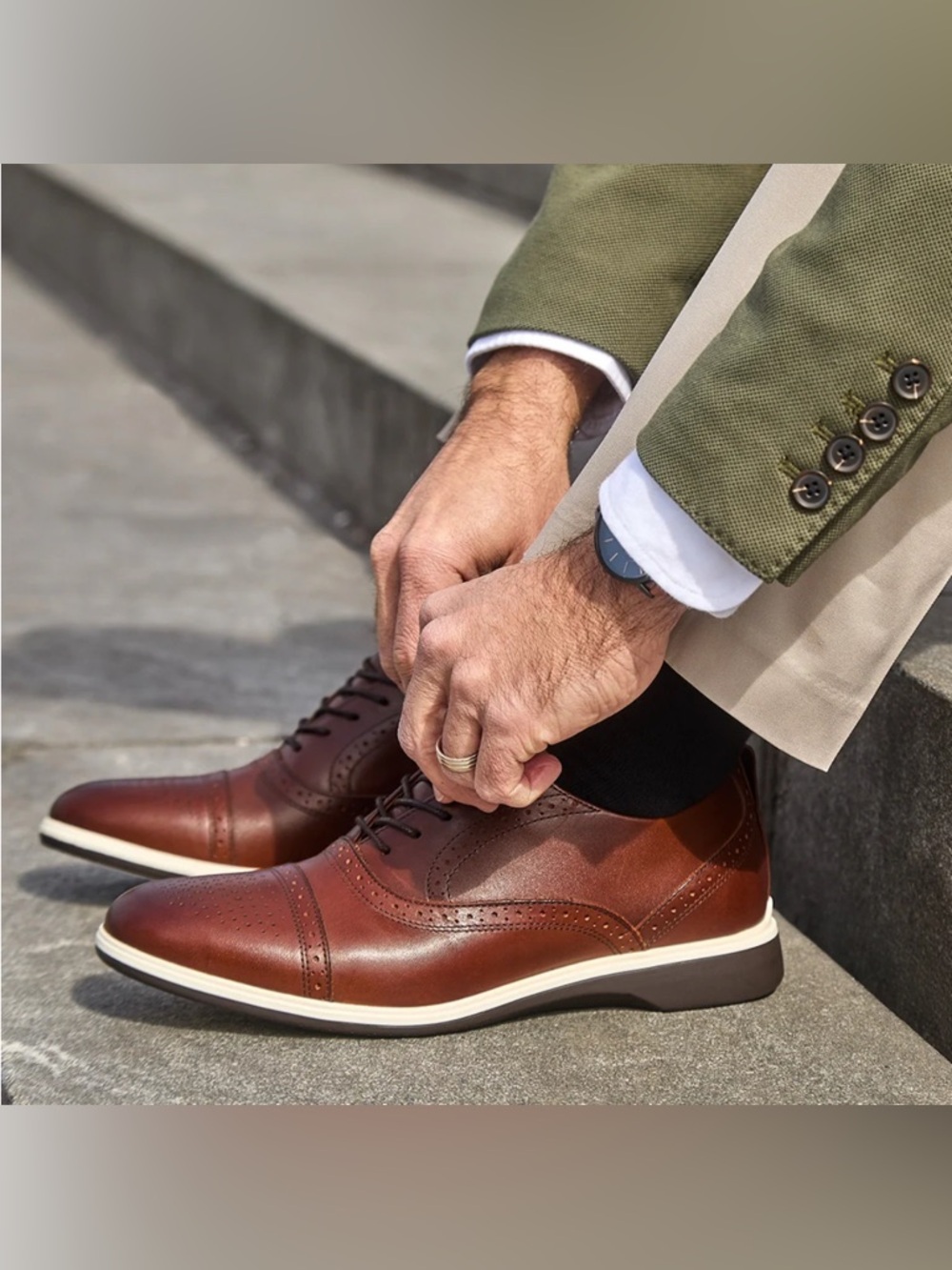 Amberjack Cap-Toe Oxford Dress Shoes In Coffee Men’s Size 9.5M